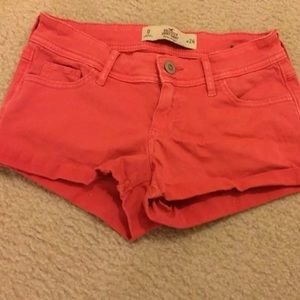 Hollister coral jean shorts